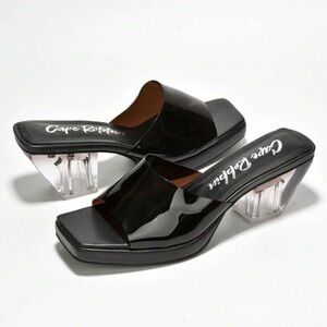 •CAPE ROBBIN• “Dionne” Micro Platform Peep Toe Lug Sole Mid Block Heels // NIB